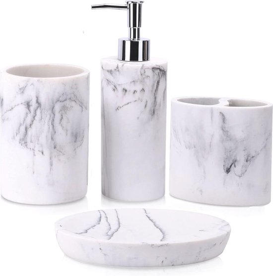 Badkamer zeepdispenser set rose gouden kit badkamer accessoires sets luxe complete keramische toilet zeepbakje tandenborstel houder shampoo pomp dispenser fles zeepdispenser set (kleur: MGJ-Set4