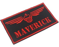Maverick Top Gun Flight Geborduurde militaire patch embleem met klittenband - Zwart - Rood