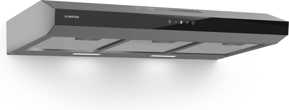 Klarstein Afzuigkap, Afvoer-Afzuigkap 90cm, Afzuigkap met Vaatwasserbestendig Filter, LEDs & Touchbedieningspaneel, Stille Afzuigkap met 175 m³/u Luchtstroom, Efficiënte RVS Afzuigkap