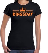 Bellatio Decorations Koningsdag shirt voor dames - kingsday - zwart - glitters - feestkleding M