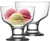 Plats de service coupes glacées/glaces/desserts - sur pied - lot de 4 pièces - verre - 285 ml - 10 x 10 cm