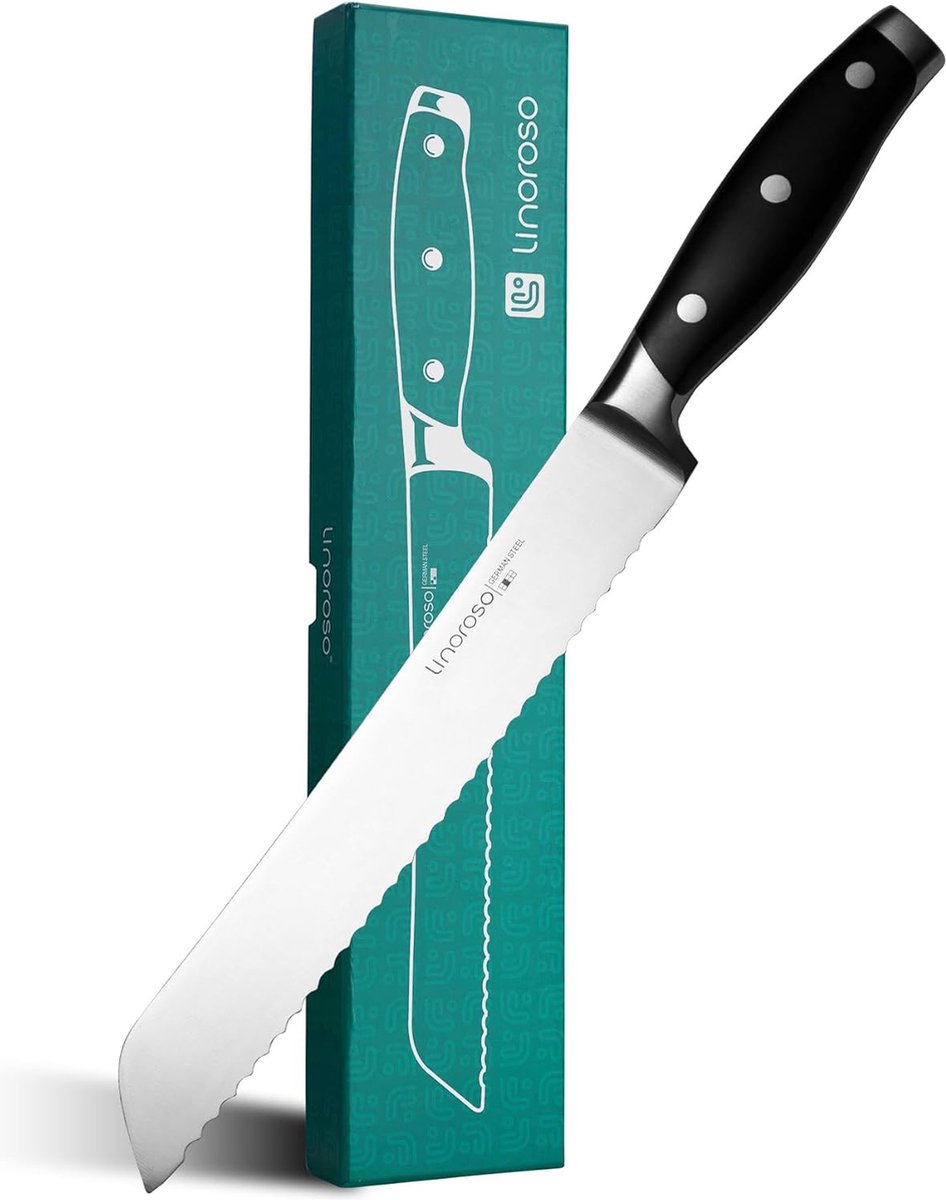 Broodmes met gekartelde rand 20 cm scherp mes Duits roestvrijstalen mes met hoog koolstofgehalte en ergonomische handgreep voor keuken en restaurant