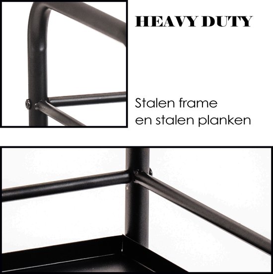 Housevitamin Zwart Metalen Trolley Tafel - 60x30x66.5cm Moet Nog Gemonteerd Worden - Housevitamin