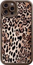 Casimoda® hoesje - Geschikt voor iPhone 12 Pro - Wild Animal - Effen telefoonhoesje met lensbescherming - TPU - Backcover - Bruin/beige