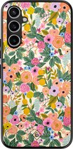 Casimoda® hoesje - Geschikt voor Samsung Galaxy A34 - Pink Garden - Zwart TPU Backcover - Bloemen - Multi