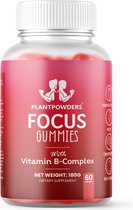 Plantpowders® - Vitamine Gummies - Focus en Energie - Vitamine B12 - 60 Gummies - Vegan & Suikervrij - Aardbeien Smaak