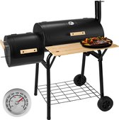 tectake® - 3-in-1 buitengrill, Rookoven met thermometeraccessoires, Houtskoolgrill, BBQ-grill, Rookoven voor vlees, Mobiele barbecuetrolley met luchtregeling