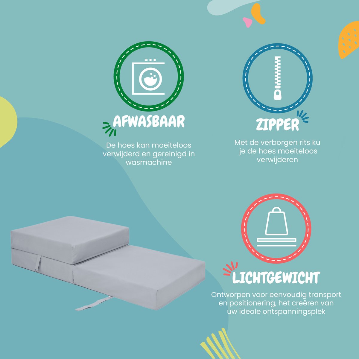 ELONEO Opvouwbaar matras 70x190 cm, 9 cm hoog, opvouwbaar kindermatras