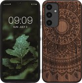 kwmobile telefoonhoesje geschikt voorSamsung Galaxy A25 - Hoesje met bumper - hout - In donkerbruin Indian Sun design