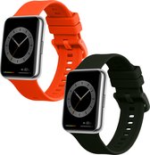kwmobile 2x armband geschikt voor Huawei Watch Fit 2 - Bandjes voor fitnesstracker in donkergroen / oranje