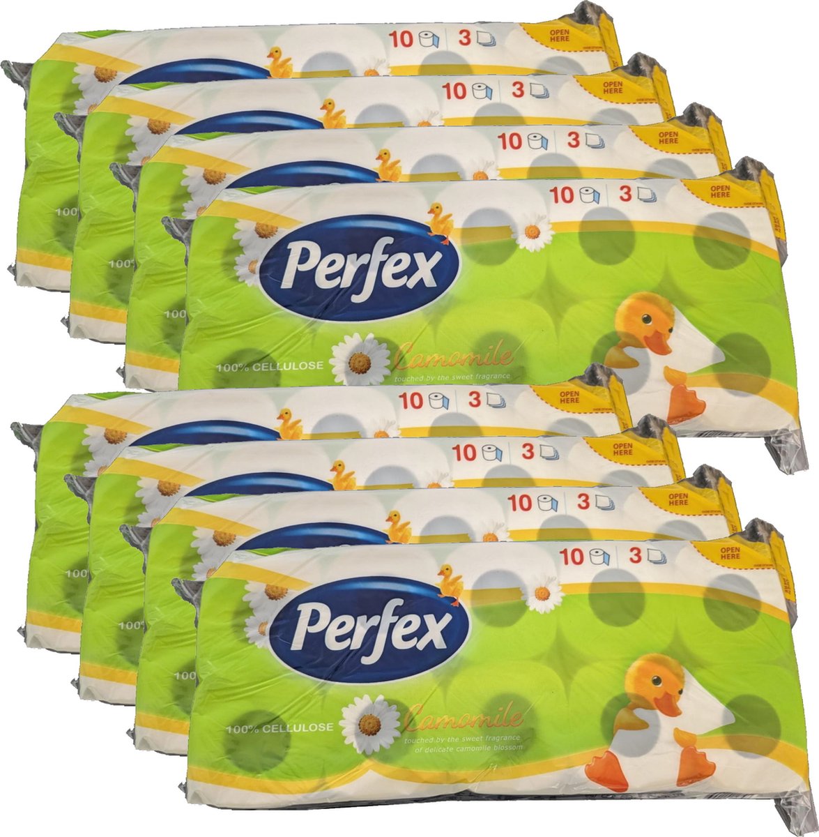 Perfex 3-laags toiletpapier - kamillegeur - hypoallergeen - 80 rollen - duurzaam