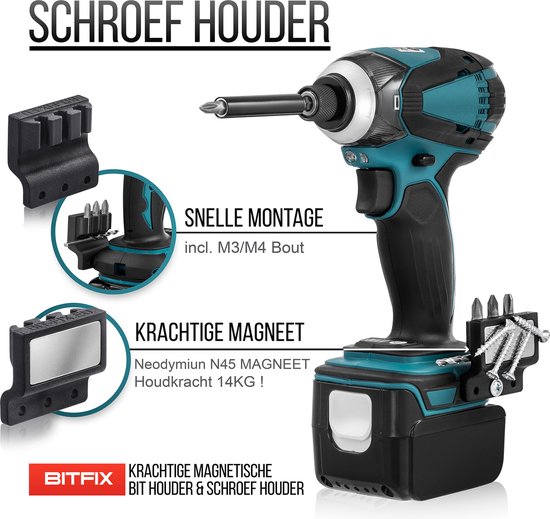 BITFIXBitset professional houder| Bitset houder| bitjes houder voor boormachine | bithouder magnetisch | bithouder schroevendraaier |boortjes set houder voor accu boormachines