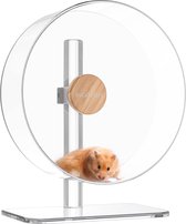 Hamsterwiel voor hamsters, 32 cm, stil, transparant, met verstelbare basis, hamsterspeelgoed voor cavia's, egels, chinchilla's, fretten