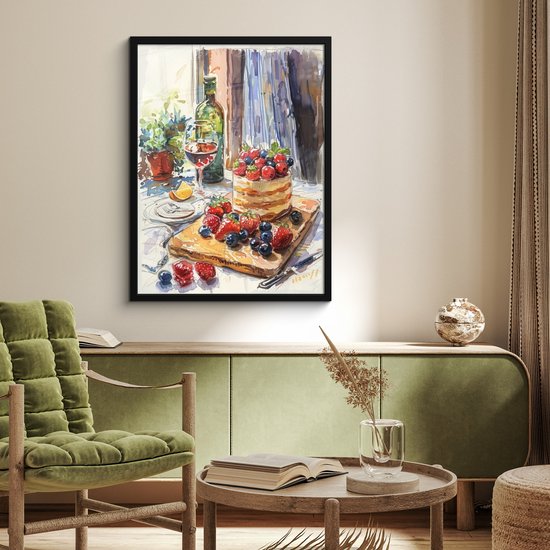 Cadre photo avec poster - Cadre poster 60x80 cm - Posters - Nature morte - Peinture - Abstrait - Coloré - Photo encadrée - Décoration murale de Cuisine - Accessoires de Décoration murale - Décoration murale - Peintures