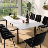 Ensemble Table à Manger Extensible Noire + 4 Chaises - Design Moderne Blanc Et Noir
