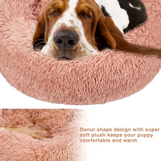 MUZIM Dog Long Pluche Dounts Bed Kalmerend Bed Hondenmand Pet Kennel