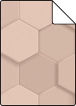 Proefstaal Origin Wallcoverings eco-texture vliesbehang 3d hexagon motief licht roze - 347849 - 26,5 x 21 cm