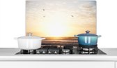 Spatscherm keuken 70x50 cm - Kookplaat achterwand Zon - Vogel - Zee - Muurbeschermer - Spatwand fornuis - Hoogwaardig aluminium