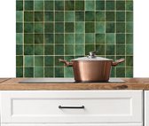 Spatscherm keuken 90x60 cm - Kookplaat achterwand Tegel - Groen - Luxe - Patroon - Muurbeschermer - Spatwand fornuis - Hoogwaardig aluminium