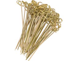 Hapjes/sate prikkers/spiesjes - bamboe hout - 50x stuks - 12 cm - amuse/bbq/feestje - grote cocktailprikkers