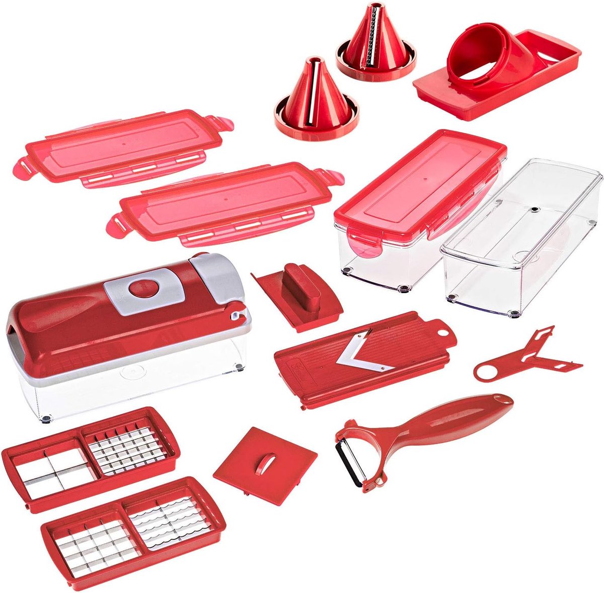 Nicer Dicer Smart Snij- en raspsysteem, 16-delige set, juliene-snijder, actieprijs