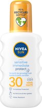 NIVEA SUN Sensitive Immediate Protect Zonnebrand Spray - Gevoelige huid - SPF 30 - Zonnespray - Met aloë vera en jojobaolie - 200 ml