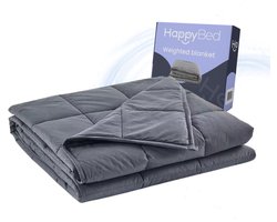 Omslag van HappyBed Grijs | 120x180 / 7kg - Verzwaringsdeken - Weighted blanket - Zwaartedeken - 30 dagen proefslapen - Verzwaarde deken - 4 seizoenen - Gewichtsdeken - 30 dagen proefslapen