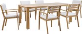 AXI Jada Salon de jardin avec 6 chaises Aspect bois/beige - Structure en aluminium thermolaqué - Chaise avec cordes doubles tressées - Plateau de table en polywood