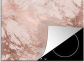 KitchenYeah® Inductie beschermer 70x50 cm - Marmer print - Roze - Luxe - Marmerlook - Glitter - Design - Kookplaataccessoires - Afdekplaat voor kookplaat - Inductiebeschermer - Inductiemat - Inductieplaat mat