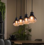 LM-Collection Francesco Hanglamp - 110x18x150cm - E27 - Zwart/Grijs - Metaal/Glas - hanglampen eetkamer, hanglamp zwart, hanglampen woonkamer, hanglamp slaapkamer, hanglamp kinderkamer, hanglamp rotan, hanglamp hout, hanglamp industrieel