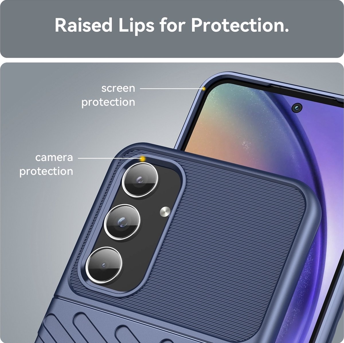 Mobigear Hoesje geschikt voor Samsung Galaxy A55 Telefoonhoesje Flexibel TPU | Mobigear Groove Backcover | Galaxy A55 Case | Back Cover - Blauw