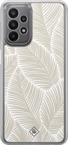 Casimoda® hoesje - Geschikt voor Samsung Galaxy A23 - Palmy Leaves Beige - 2-in-1 case - Schokbestendig - Natuur - Verhoogde randen - Bruin/beige, Transparant