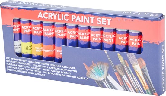 Professionele Acrylverf - Hobbyverf - 12 kleuren - Merkloos