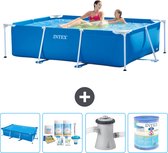 Intex Rechthoekig Frame Zwembad - 220 x 150 x 60 cm - Blauw - Inclusief Solarzeil - Onderhoudspakket - Zwembadfilterpomp - Filter