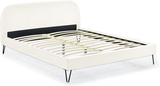 Concept-U - Beige Velvet Bed 140 x 190 cm PHOENIX