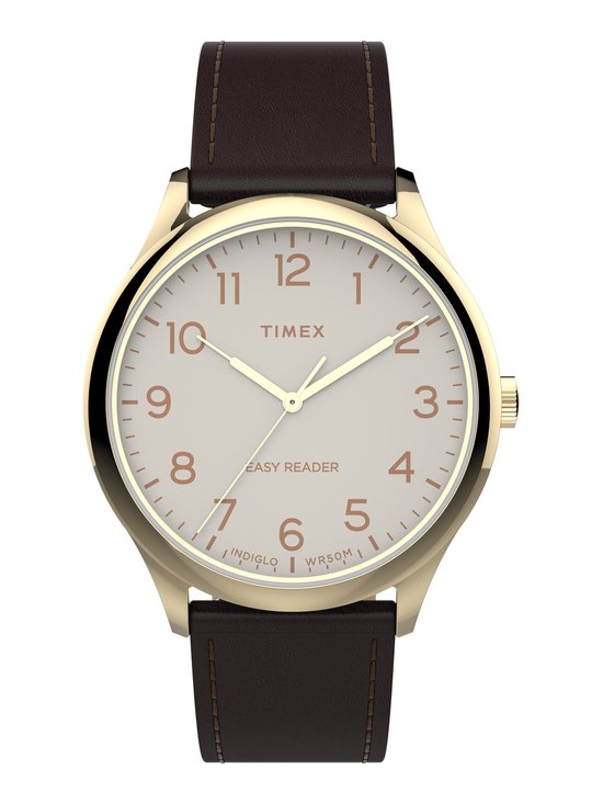 Timex Easy Reader Gen 1 Essential Collection Quartz Analog Watch Case: 100% Low Lead Brass | Armband: 100% Leather 40 TW2V27900AJ, TW2V28100AJ