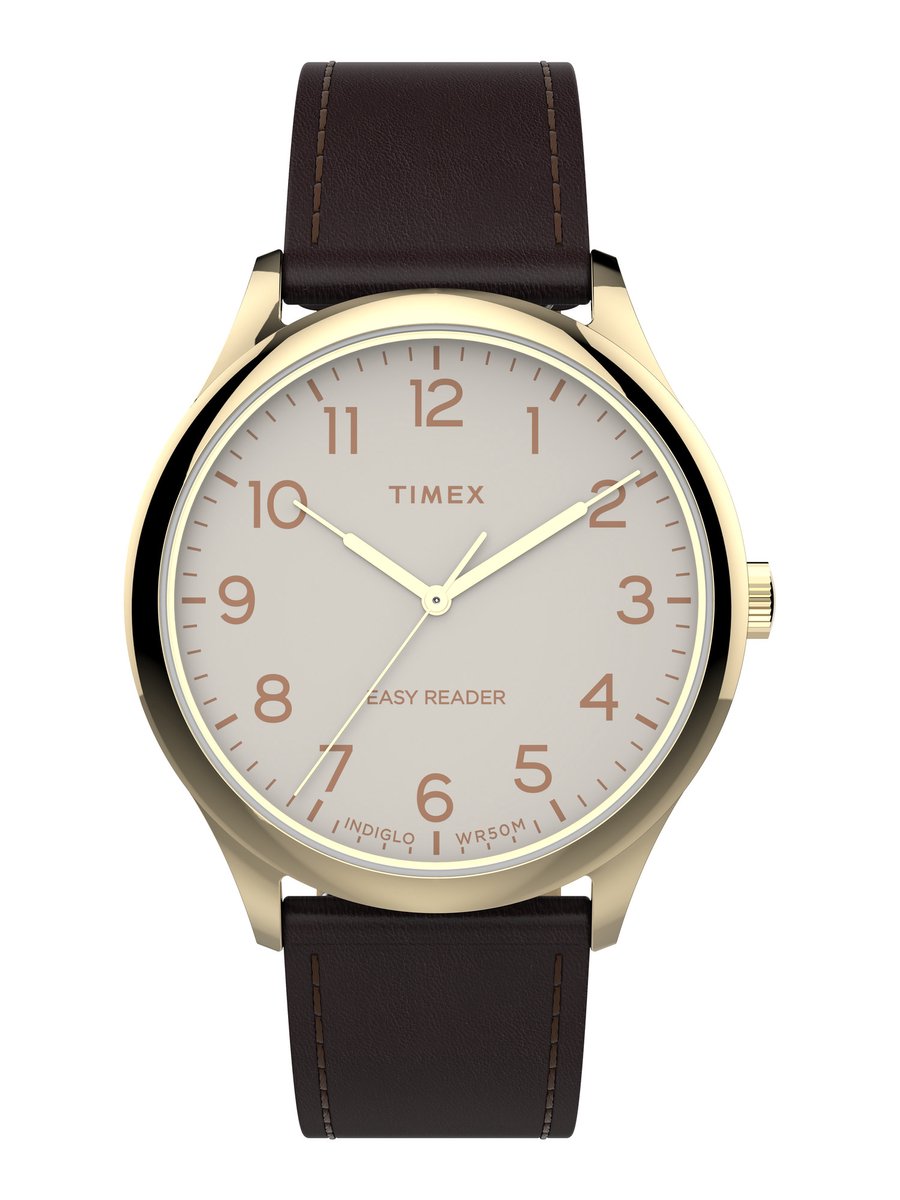 Timex Easy Reader Gen 1 Essential Collection Quartz Analog Watch Case: 100% Low Lead Brass | Armband: 100% Leather 40 TW2V28100AJ