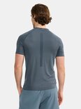 Grijze Craft sportshirt, achterkant met verticale lijn en een subtiel patroon op de mouwen.