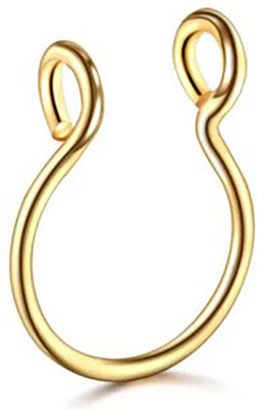 Gouden neppe septum piercing met een open C-vorm.