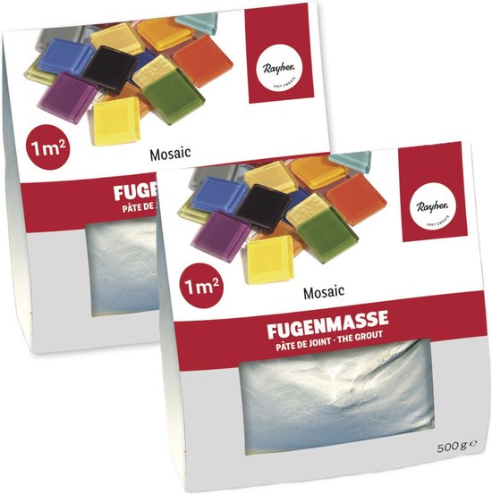 Rayher hobby Pierres de mosaïque coulis - 2x - blanc - sac de 500 grammes - articles de loisirs/matériel d'artisanat