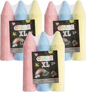 XL mega stoepkrijt - 9x stuks - roze/blauw/geel - L19 cm