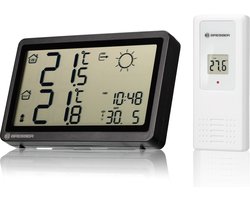 BRESSER Weerstation - Meteo Temp HZ - Zwart - Draadloos - Extra groot scherm - Weersverwachting - Vorstwaarschuwing
