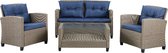 Concept-U - 4 -Seater Garden meubels in gevlochten hars grijs/blauw Parma