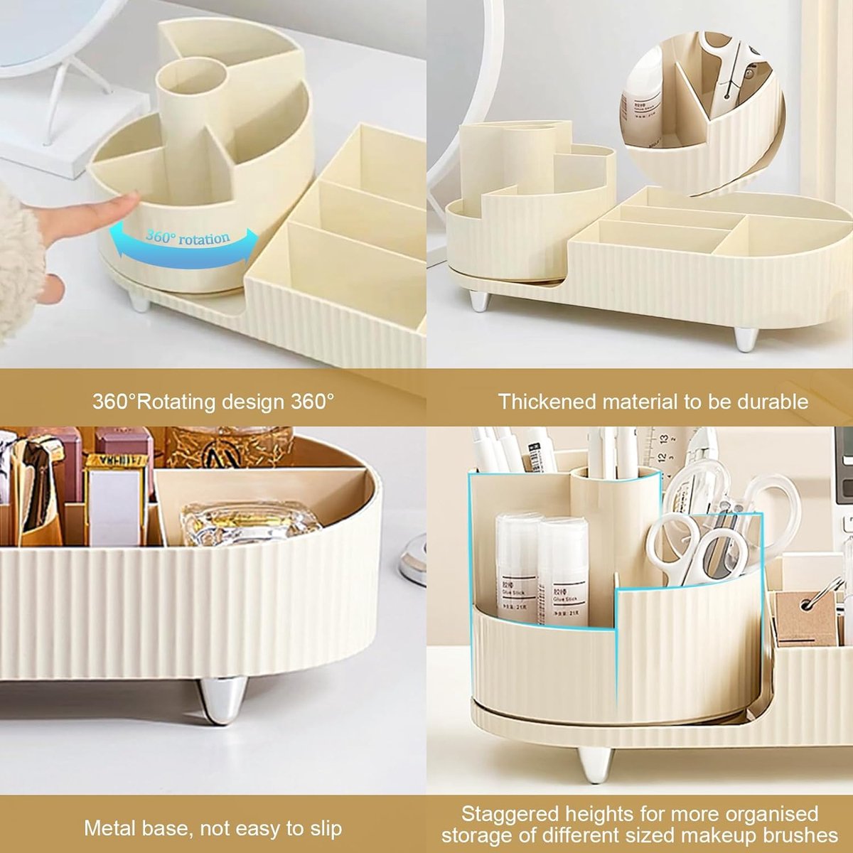 Make-up organizer Draaibaar 2 in 1 cosmetische organizer kaptafelborstel make-up organizer voor kaptafel slaapkamer badkamer
