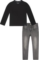 Koko Noko - Kledingset - Grey Jeans - Shirt Nate LS Zwart - Maat 86-92