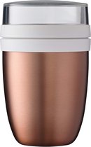 roségoud – 500 ml praktische thermo-voedselcontainer, yoghurtbeker, to go beker – houdt gerechten lang warm of koel, polypropyleen, 500 + 200 ml