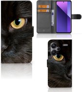 Portefeuille Xiaomi Redmi Note 13 Pro Plus Etuis Portefeuille Compatible avec Cuir Flip Cover Fermeture magnétique pour Chat Noir