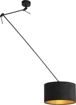 QAZQA blitz - Lampe à suspension avec abat-jour - 1 lumière - L 380 mm - Zwart