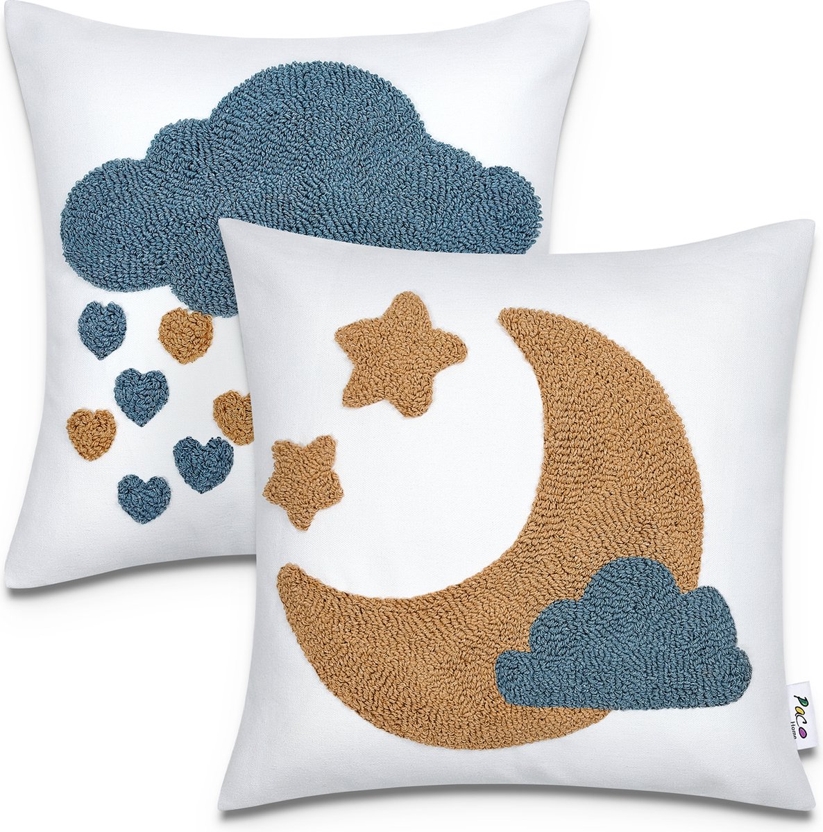 Paco Home Set Van 2 Kussenhoes 45x45 Kussen Kussenovertrek Sofa Kinderen Motieven Veelkleurig