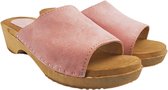 Houten sandalen met suede leren upper - Pastel Pink - Maat 37